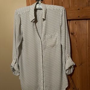 The Limited Buttoned-down blouse with tiny black hearts!